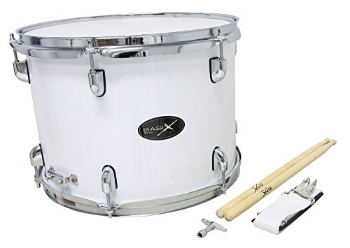 GEWA Marching Tenordrum, Marching Drum 14 x 10, wooden shell white, incl. carrying strap and drumsticks