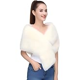 lycss Women's Faux Fur Shawl Wrap Coat - Winter Warm Imitation mink fur Jacket & Elegant Fur Cape for Women, Soft Artificial mink Bridal Wedding Party Outerwear