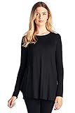 82 Days Women'S Rayon Span Super Comfy Long Sleeves Round Hem Tunic - Solid