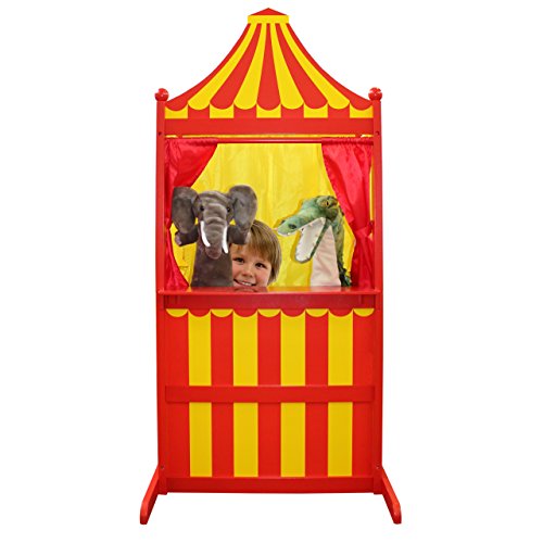 The Puppet Company 3 in 1 Puppet Theatre Children Toys, Red/Yellow