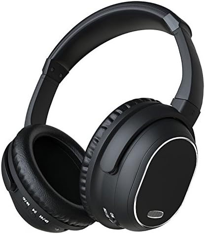 Voicer Active Noise Cancelling Wireless Bluetooth Headphones Over Ear Stereo Earphones with Built-in Mic (Black-Silver)