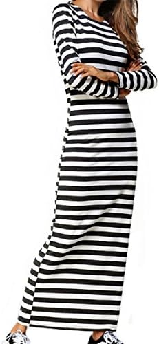 Womens Dresses,YKA Girl Striped Ankle-Length Sheath Dress Club Evening Party Mini Skirt For Ladies (S, White)