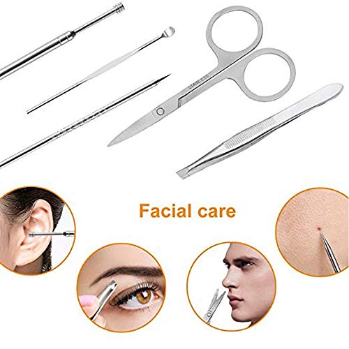 ONDY Professional Stainless Steel Nail Clipper Set Nail Tools Manicure & Pedicure Set of 18pcs - Travel & Grooming Kit with Fine PU Leather Travel Case (Rose Red) - Thumbnail 5