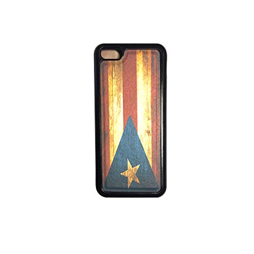 RCGrafix Premium LEATHER BACK Direct UV Vibrant Print Apple iPhone 5C Case – Puerto Rico Puerto Rican Flag Grunge Distressed UNIQUE Designer Leather Back TPU Case- Great Case Protection