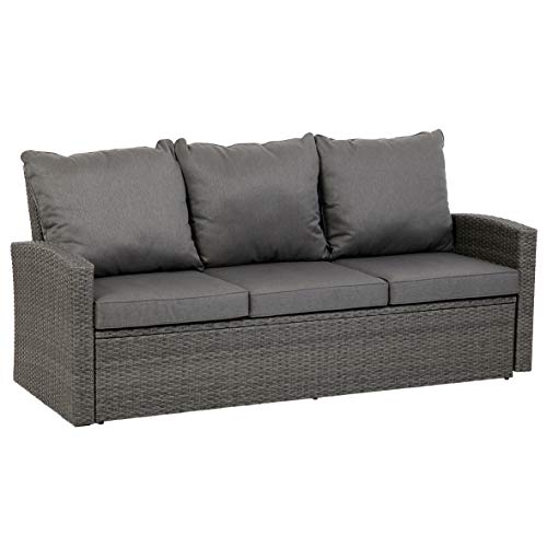 greemotion Lounge-Set Puri, anthrazitfarbenes Gartenmöbel-Set aus Polyrattan, Design-Sitzgruppe für in- und outdoor, inkl. Kissen in Grau – Bild 5