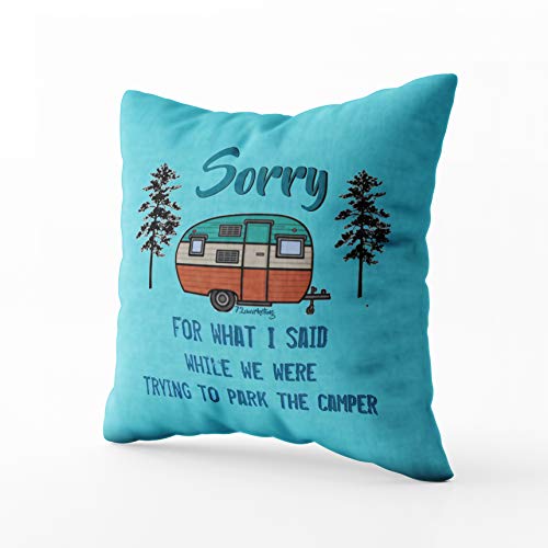 EMMTEEY Christmas Home Decor Throw Pillowcase for Sofa Cushion Cover,Christmas What i Said Parking rv Decorative Square Accent Zippered and Double Sided Printing Pillow Case Covers 18X18Inch,Set of 2