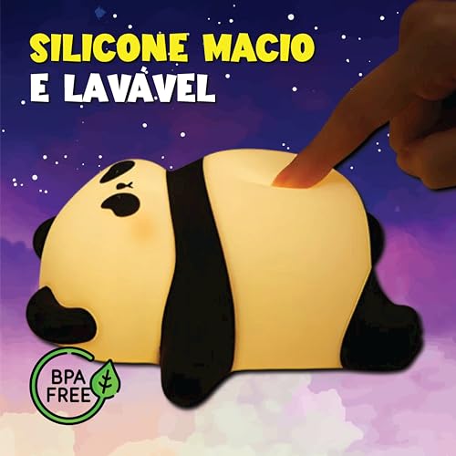 Luminária Panda Dormindo LED Decorativo Para Quarto – Luz Noturna USB com Brilho Ajustável, Ideal para Bebês, Crianças e Decoração Criativa, Abajur de Panda