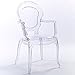 2xhome Clear Modern Ghost Chair Armchair Vanity Dining Room Lounge Crystal Molded Mirrored Furniture Desk Vanity Dining Chairs with Arms Armchair Accent Desk Work Living Room Office Work No Wheels