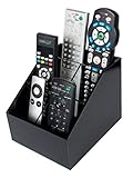 Customized Acrylic TV Remote Control Holder Organizer - Bedside, Coffee or End Table Caddy - Thick Black Lucite with Clear Dividers - by Unum