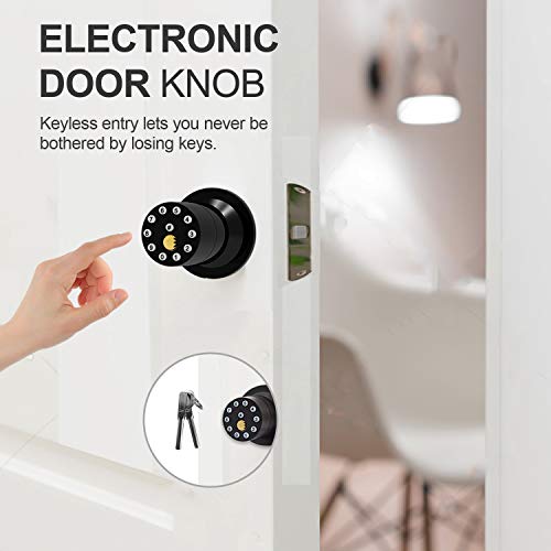 Electronic Door Knob Lock with Keypad and Key, MAXFREE Smart Keyless