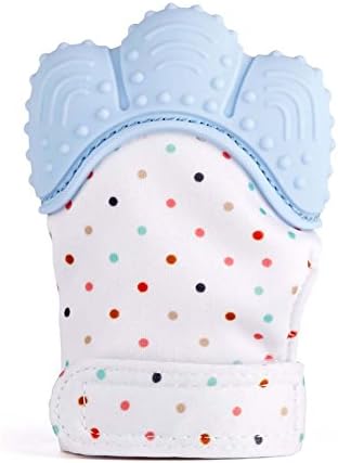 YJWB Silicone Baby Teething Gloves,Baby Teething Gloves &amp; Toothache Relief Toys,Prevent Scratches,Baby Shower Gifts (sky blue)
