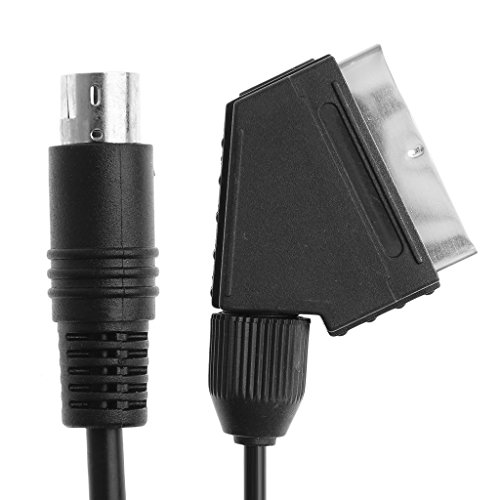 Sixsons Black 1.8M/6FT Scart AV TV Video Cable Lead For Sega Saturn NTSC & PAL Version