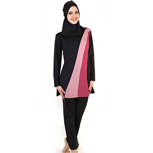 Lazy Cat Muslim Swimwear for Women Full Cover Hijab Attached (4XL, Black)