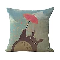 HomeTaste Cute Totoro Decorative Linen Throw Pillow Cover 18x18