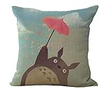 HomeTaste Cute Totoro Decorative Linen Throw Pillow Cover 18x18