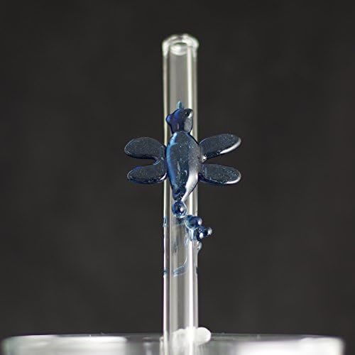 Dragonfly Glass Straw in Clear &amp; Heavy Blue Stardust, #668