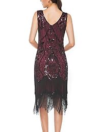 Vestido diseño 1920 inspirado Art Deco Gatsby - clásico con lentejuelas y flecos, cóctel vestido para mujer