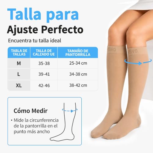 CAMBIVO Medias de Compresión 10-15 mmHg, Medias Hasta la Rodilla, Unisex | Calcetines de Compresion Mujer Hombre, Transparente Cómoda, Talón Reforzado, para Trabajo, Viaje, Oficina y Uso Diario
