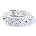 Wellbro Deluxe Fashion Spikes and Rhinestones Studded PU Leather Dog Collar, Adjustable Bullet Rivets Pets Collar, Durable and Soft, 16.8