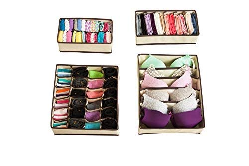 Adorn Home Essentials| Foldable Fabric Closet Storage Organizer,Drawer Organizer and Drawer Divider| Ideal for Underwear, Socks, Bras and Home Essentials| Set of 4 Organizer Drawers - Thumbnail 2