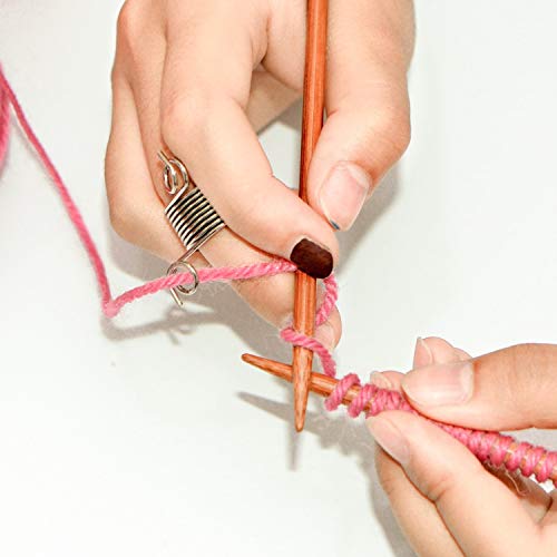 Jdesun 8 Pack Stainless Steel Yarn Guide Finger Ring Holder Knitting Thimble for Crochet Knitting Crafts Accessories Tool,2 Sizes