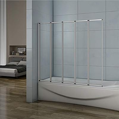 Xinyang 5 Fold Folding Bath Screen Shower Screen 1200x1400mm Clear Glass Off