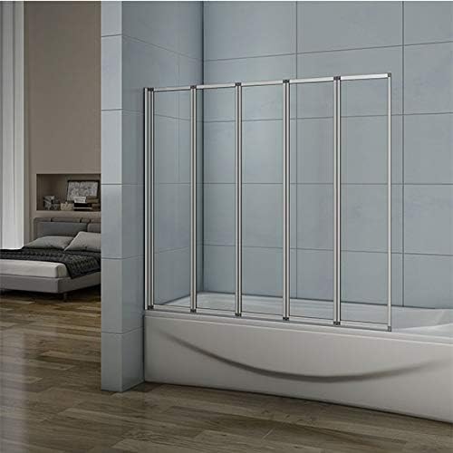 Xinyang 5 Fold Folding Bath Screen Shower Screen 1200x1400mm Clear Glass Off