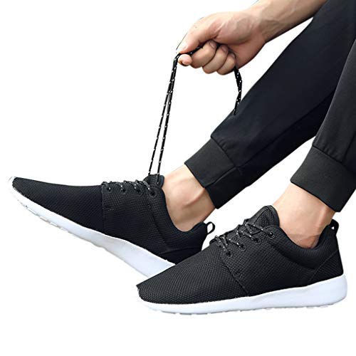 POPNINGKS Mens Walking Athletic Shoes, Comfort Casual Sneaker Trail Running Shoe for Men Tennis Baseball Racquetball Cycling White