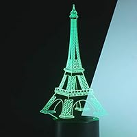 Romantic Eiffel Tower in Paris France 3D Optical Illusion Night Light, 7 Colors Changing, Smart Touch Button USB Powered(Contains The Power Adapter),Amazing Creative Art Design for Home Decor. P2821 from Urwise