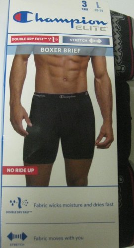 Champion Elite Double Dry Fast Stretch Boxer Brief Set - 3 Pack Large