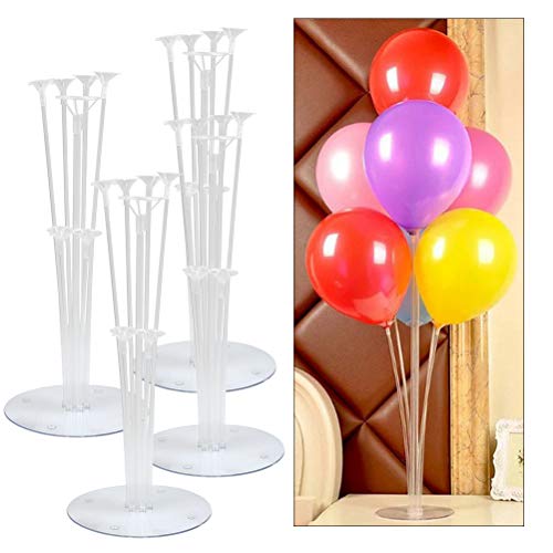 YANSHON 4 Pack Balloon Stands Height Table Balloon Stand Kit, Reusable Clear Balloon Holder for Birthday Baby Shower Wedding Decoration