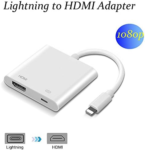 HDMI Lightning Cable,Lighting to HDMI Cable, Comatible for iPhone/iPad Mini//IPod,for 1080P HDTV Display Monitor Projector