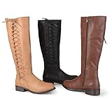 Brinley Co. Womens Side-lace Round Toe Riding Boots