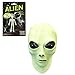 Glow in The Dark Alien Face Mask with Alien Bendable Toy Keychain Green
