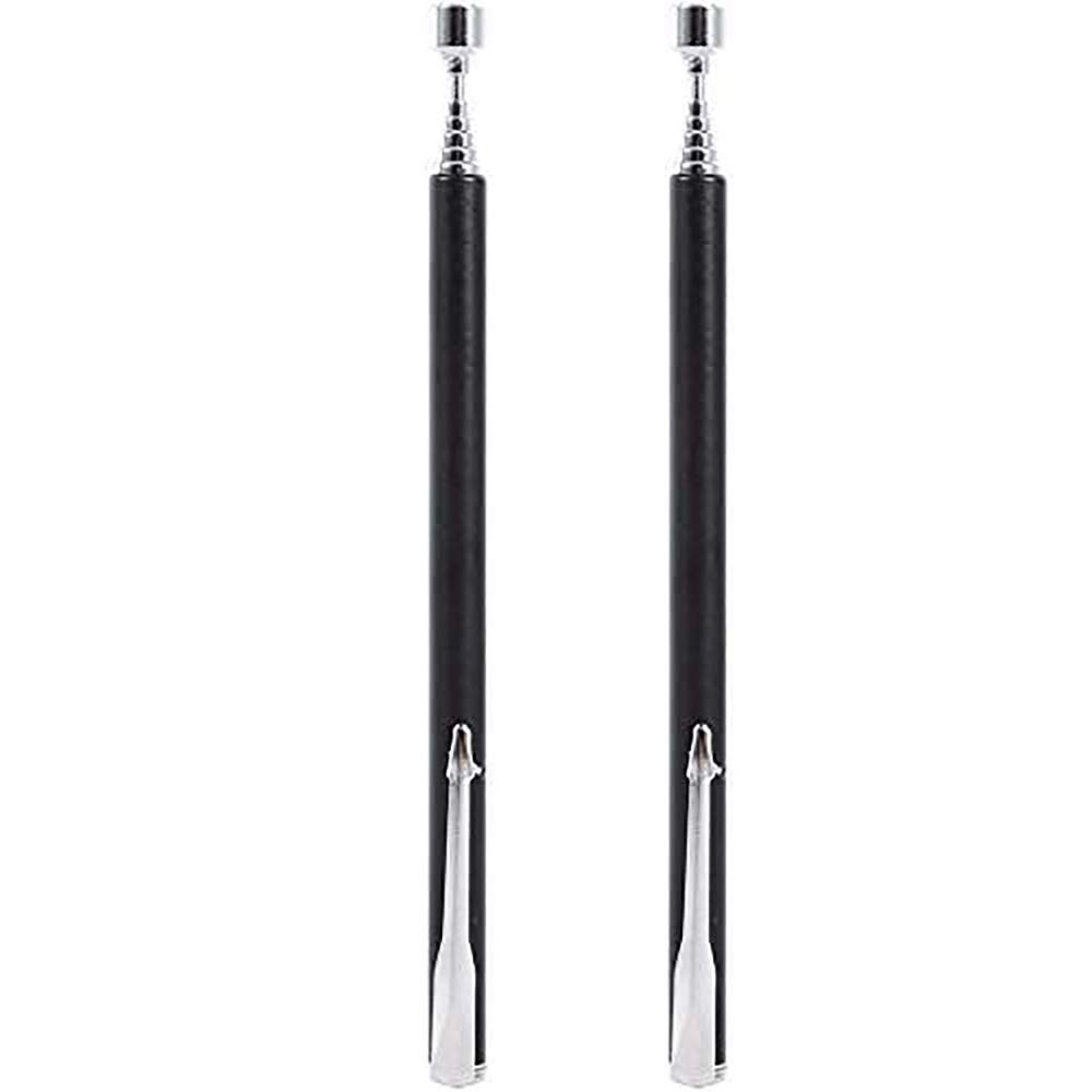 POFET 2pcs Telescopic Magnetic Pick Up Tool 26 Inches Rod Stick Extending Magnet Handheld Tool - Black