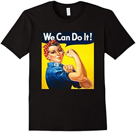 Men's Ladies We Can Do It Rosie The Riveter Girl Power Unisex Tee Medium Black