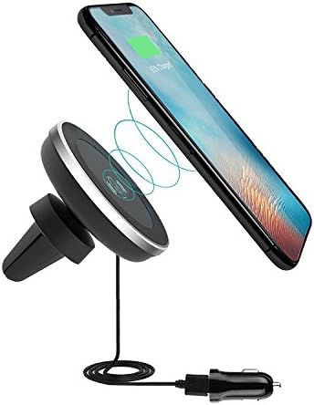 NaturalScope 5W Wireless Phone Charger and 20W Dual USB Car Charger,Wireless Charger Can Used as Air Vent Magnetic Phone Car Mount Holder,Stylish 360Rotation,Strong Sticky Pad Base