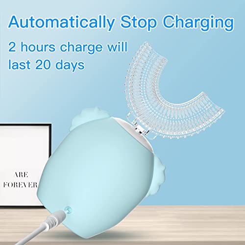 ELOTAME Kids U Shaped Electric Toothbrush with 4 Brush Head,Cartoon Koala Auto Sonic Toothbrush for Children Age 8-15,360° Full Mouth Cleaning Animal Toddler Automatic Toothbrushes with Travel Cup