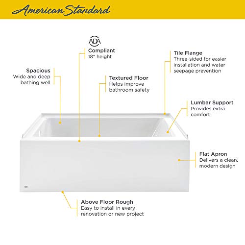 American Standard 2973202.011 Studio Integral Apron Bathtub Left Drain 60 in. x 30 in. in Arctic