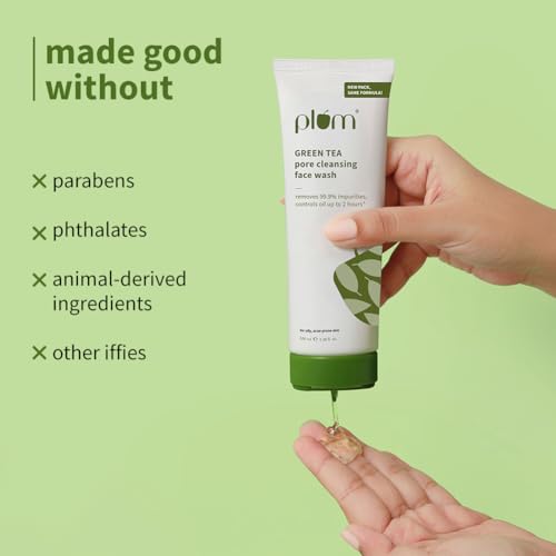 Plum Green Tea Pore Cleansing Face Wash For Oily and Acne Skin Clean Dirt Pollution For Clear Skin 100% Vegan, 100 ml