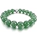 INBLUE Men,Women's 10mm Alloy Energy Bracelet Link Wrist Energy Stone Aventurine Green Silver Tone Buddha Mala Bead