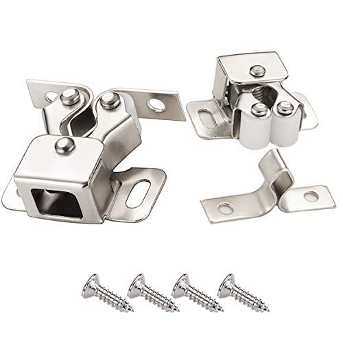 Derbway Door Catches 10pcs, Double Roller Strong Hold Door Catches with Screws, Cabinet Catch for Home Furniture Cupboard