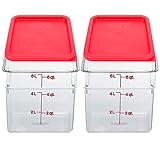 Cambro SFC6451 Li 6SFSCW135 Camsquare Food Container, 6-Quart, Polycarbonate, Clear, NSF with Lid, 6 Qt. Set of 2