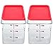 Cambro SFC6451 Li 6SFSCW135 Camsquare Food Container, 6-Quart, Polycarbonate, Clear, NSF with Lid, 6 Qt. Set of 2