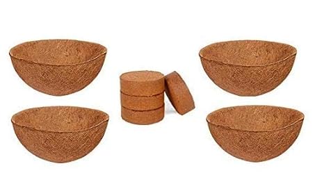 COIRGARDEN-Coco Fiber Liner - Hanging Planter POTS - Coir Liner - Basket Liner 10INCH - Buy 4 Pieces (GET Coco Disk 4 NOS Free)