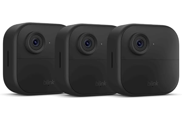 Blink Outdoor 4 — Wireless smart security camera, two-year battery, 1080p HD day and infrared night live view, two-way talk – 3 camera system