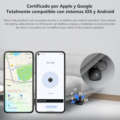 ATUVOS Air Tag Pro Smart Tag Tracker for Android & iOS, Dual Object Finder System Compatible with Google Locator or Apple Search App, for Keys/Luggage/Suitcase. Replaceable Battery. 4 Pack