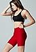 TSLA Women's High Waisted Bike Shorts, Workout Running Yoga Shorts with Pocket, Athletic Stretch Exercise Shorts, 7'' Pocket Red, Large