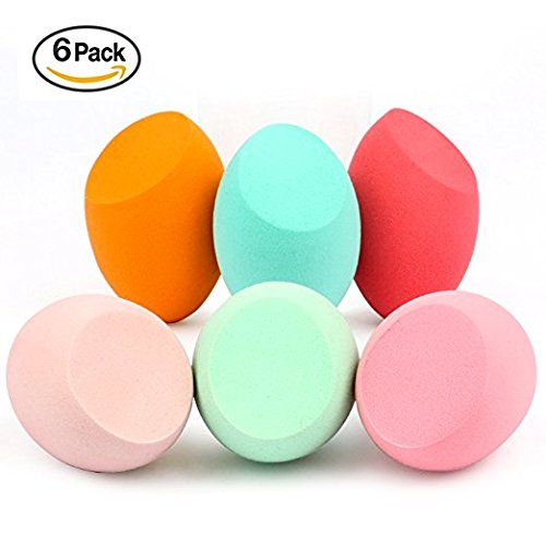 Makeup Sponges, ESARORA 6 Pieces (3+3) Foundation Blending Sponge Flawless Makeup Blender for Liquid Creams and Powders - Multi Color and Saving Money Makeup Sponges