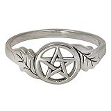 Moonlight Mysteries Sterling Silver Oak Leaf Pentacle Ring (Size 4-15)